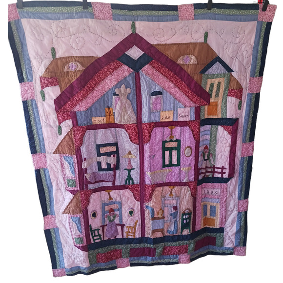Handmade Other - Handmade Quilt Doll Hour Wall Decor Patchwork County Cottagecore 49x58 PInk